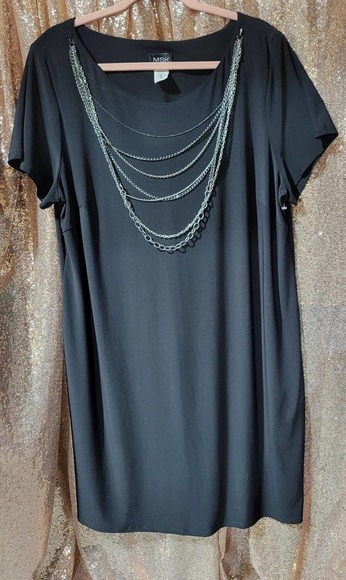 MSK Women's Statement Chain Black Shortsleeve Dress. Size 18W. - Picture 1 of 9